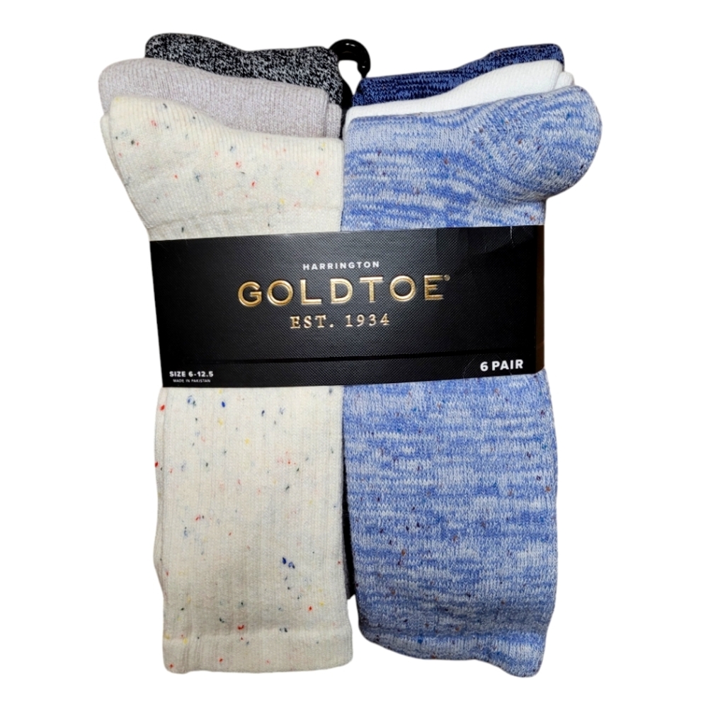 Nwt! GOLDTOE Harrington 6pr. Men's Crew Socks  Size 6-12.5 - Multicolor
